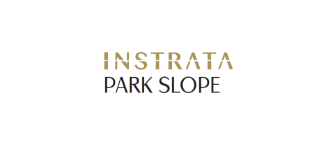 The image displays the name "INSTRATA PARK SLOPE" in gold text on a white background.